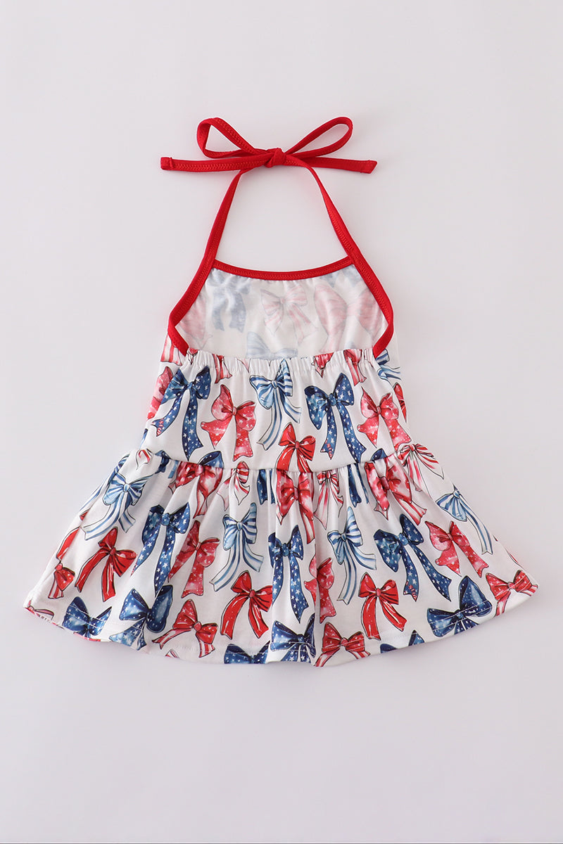 Americana Bow Printed Halter Top