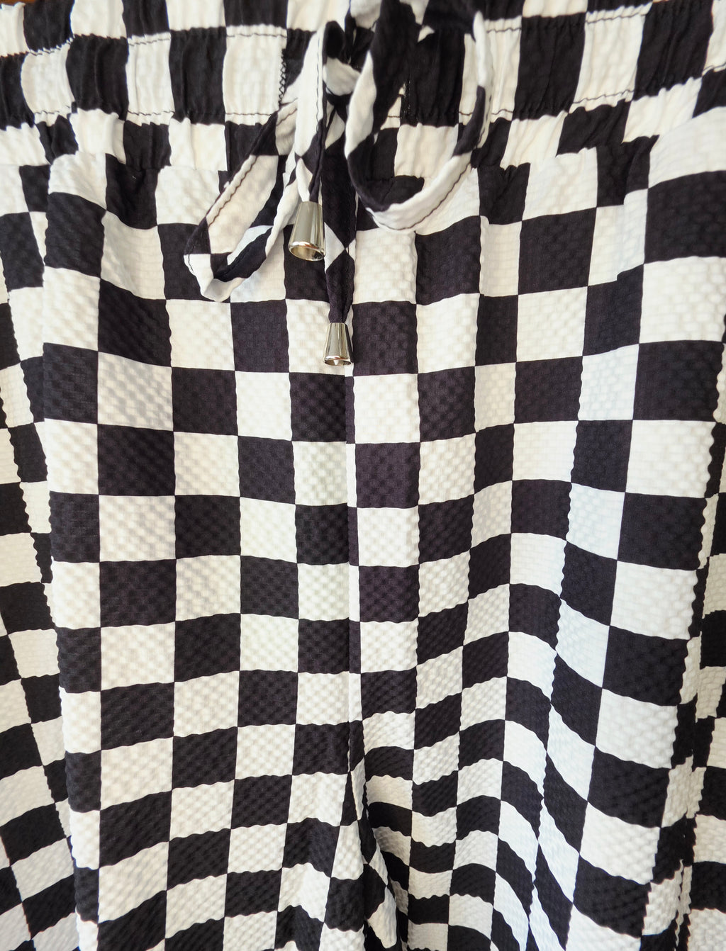 Black & White Checkered Balloon Jogger Pants with Pockets