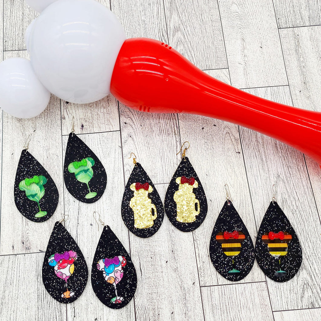 Disney Drinking Felt & Canvas Earrings