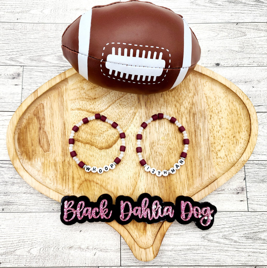 Set of 2 ADULT Aggies GameDay Clay Bead Bracelets