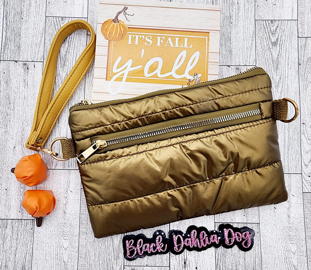 Coffee Puffer Wristlet Bag