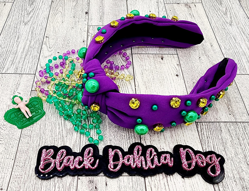 Mardi Gras Bling Fabric Headband