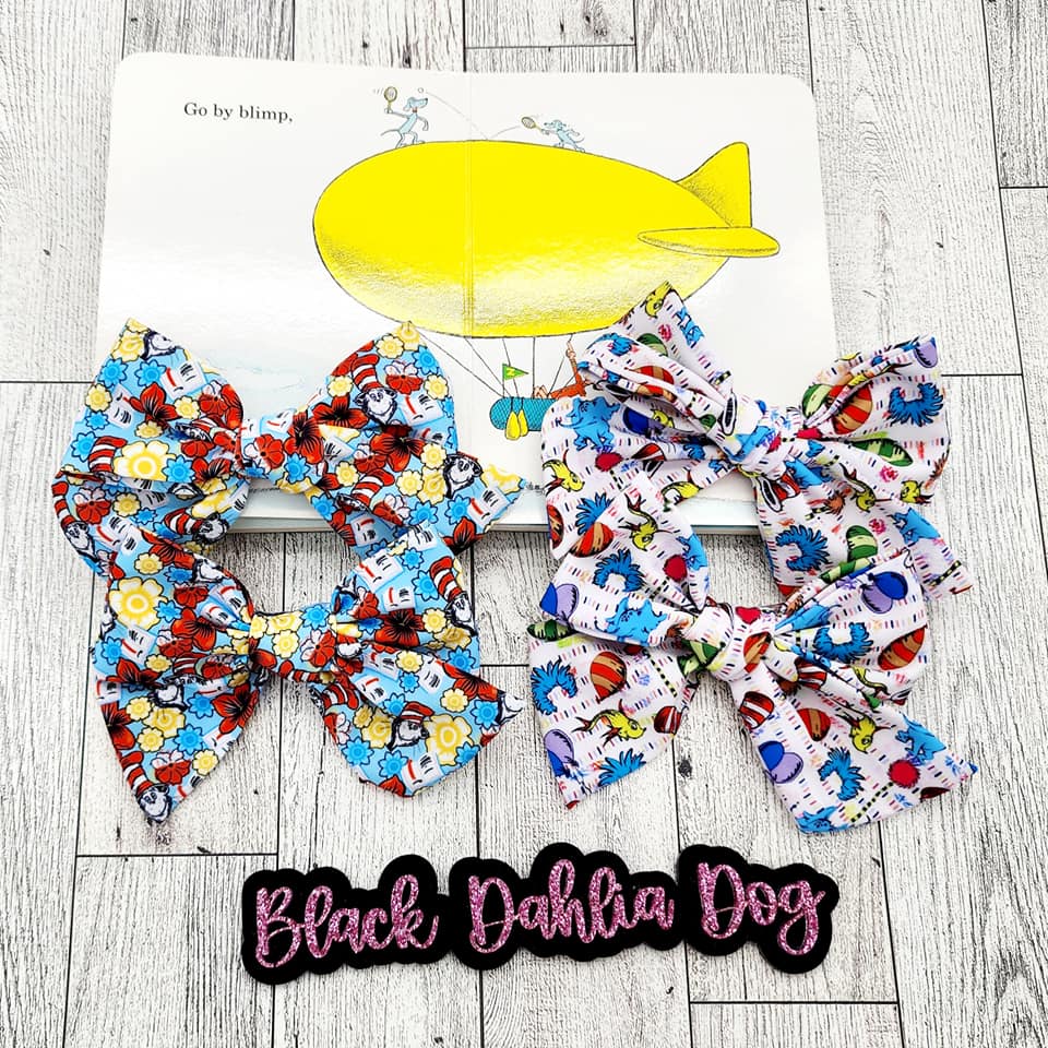 Set of 2 Read Across America Day Fabric Bows