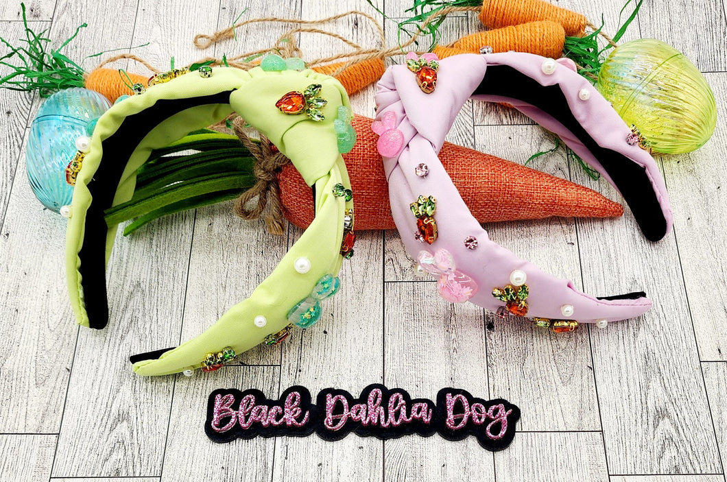 Bunny & Carrots Jeweled Fabric Headband