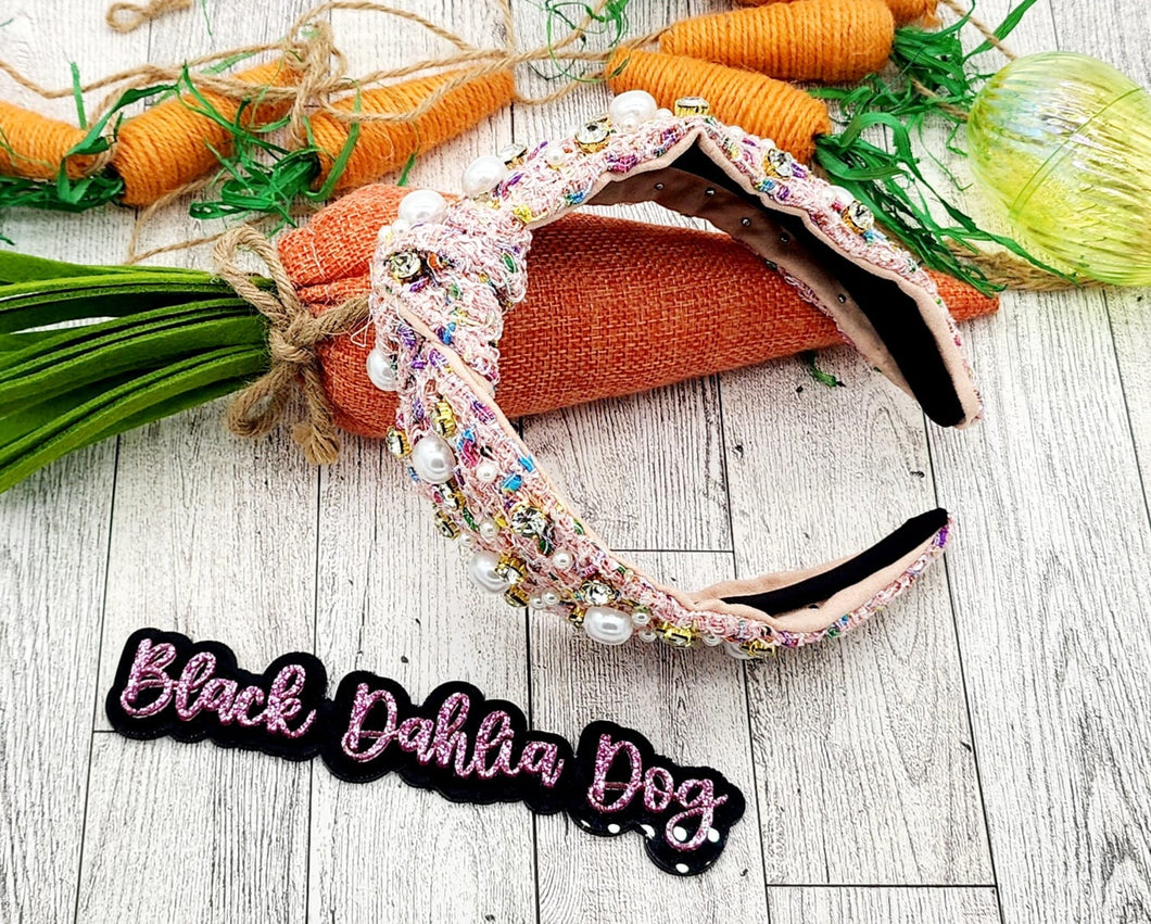 Pastel Jeweled Fabric Headband