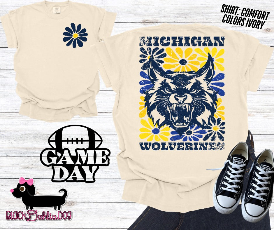Wolverines Groovy Floral Comfort Colors Adult Shirt