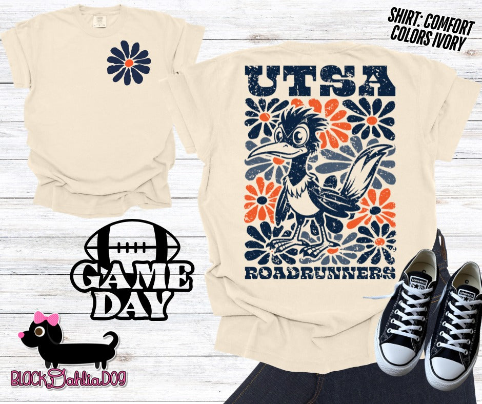 Roadrunners Groovy Floral Comfort Colors Adult Shirt