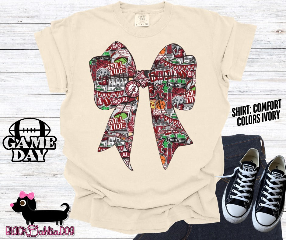 Roll Tide Bow Comfort Colors Adult Shirt