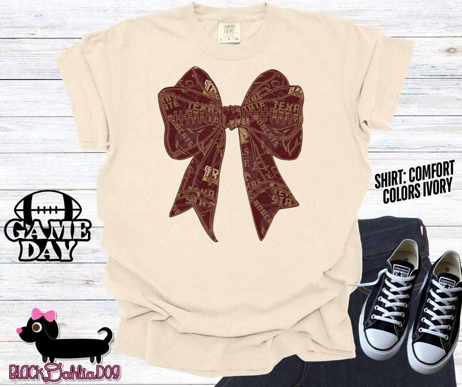 Bobcats Bow Comfort Colors Adult Shirt