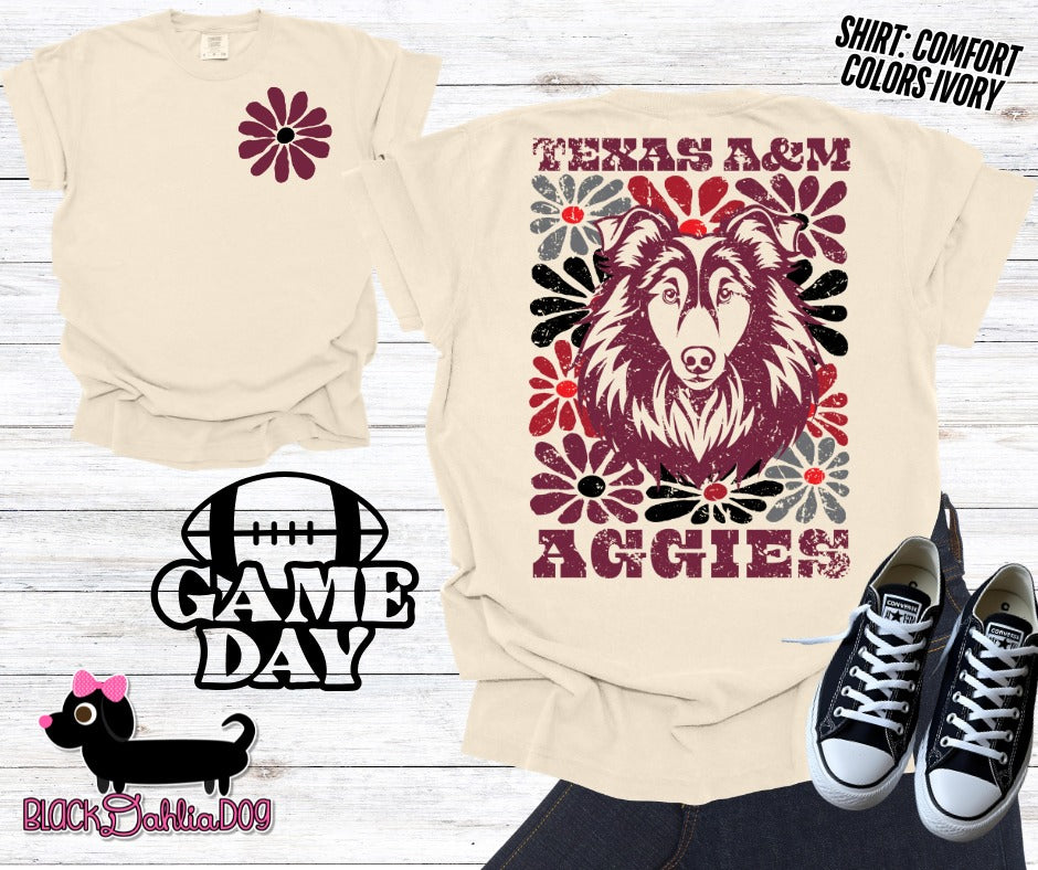 Aggies Groovy Floral Comfort Colors Adult Shirt