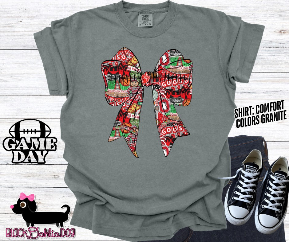 Buckeyes Bow Comfort Colors Adult Shirt