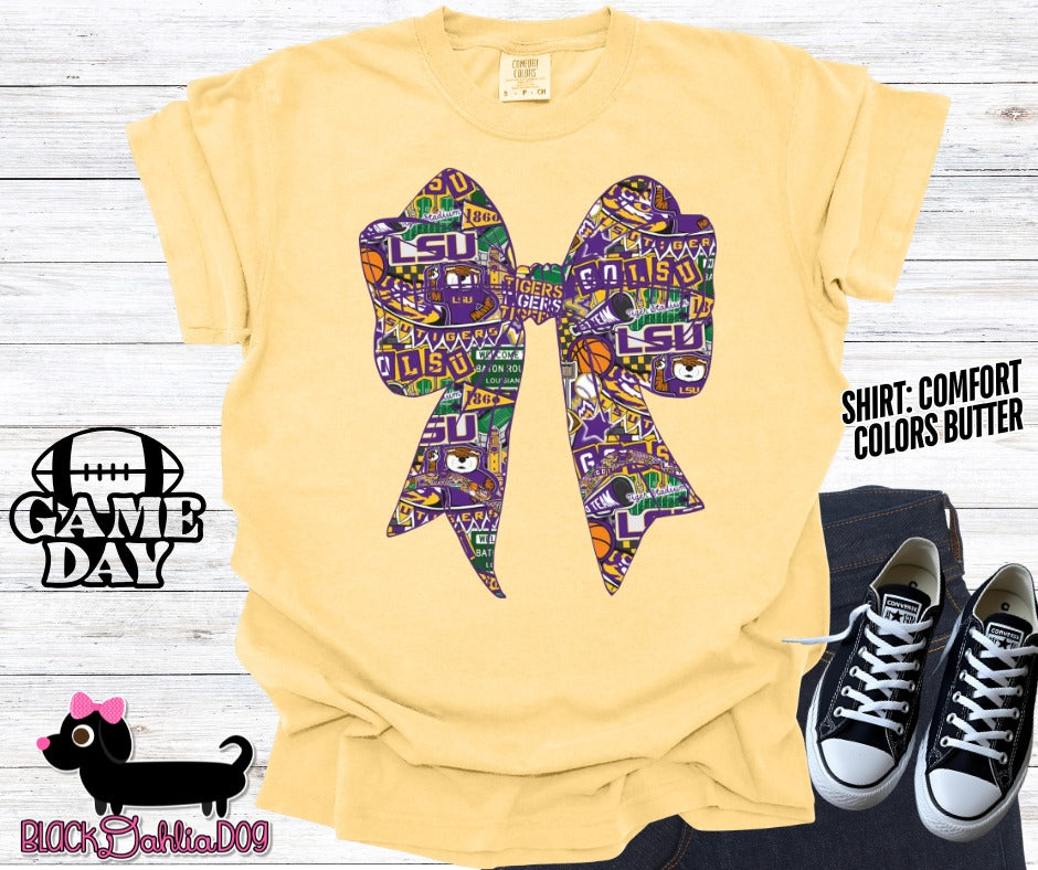 Tigers Bow Comfort Colors Adult Shirt