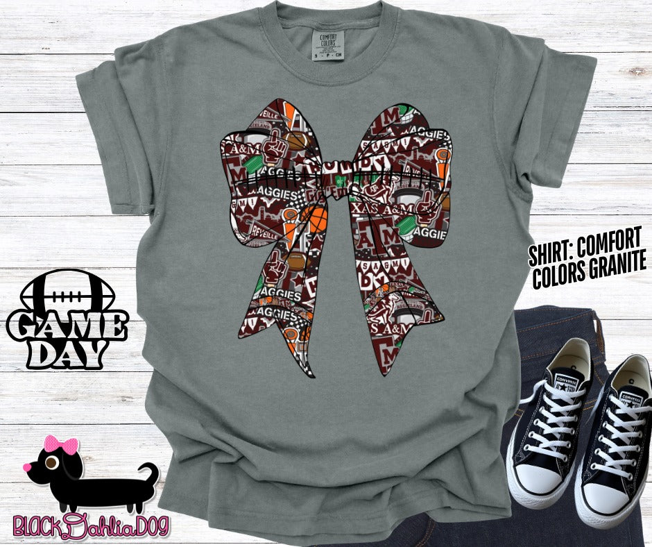 Aggies Bow Comfort Colors Adult Shirt
