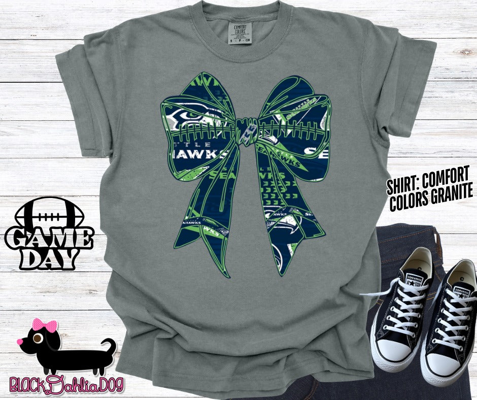 Seahawks Bow Comfort Colors Adult Shirt
