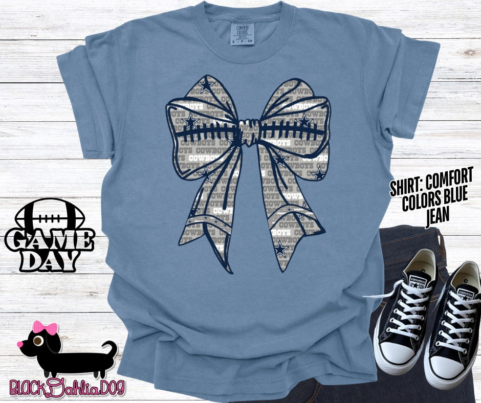 Cowboys Bow Comfort Colors Adult Shirt