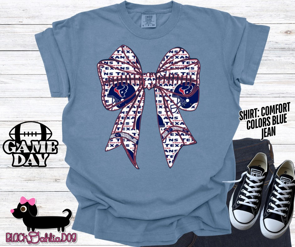 Texans Bow Comfort Colors Adult Shirt