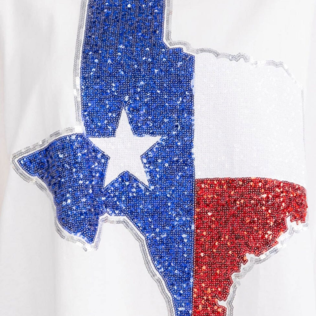 Women's Short Sleeve Texas Sequin Oversized Shirt