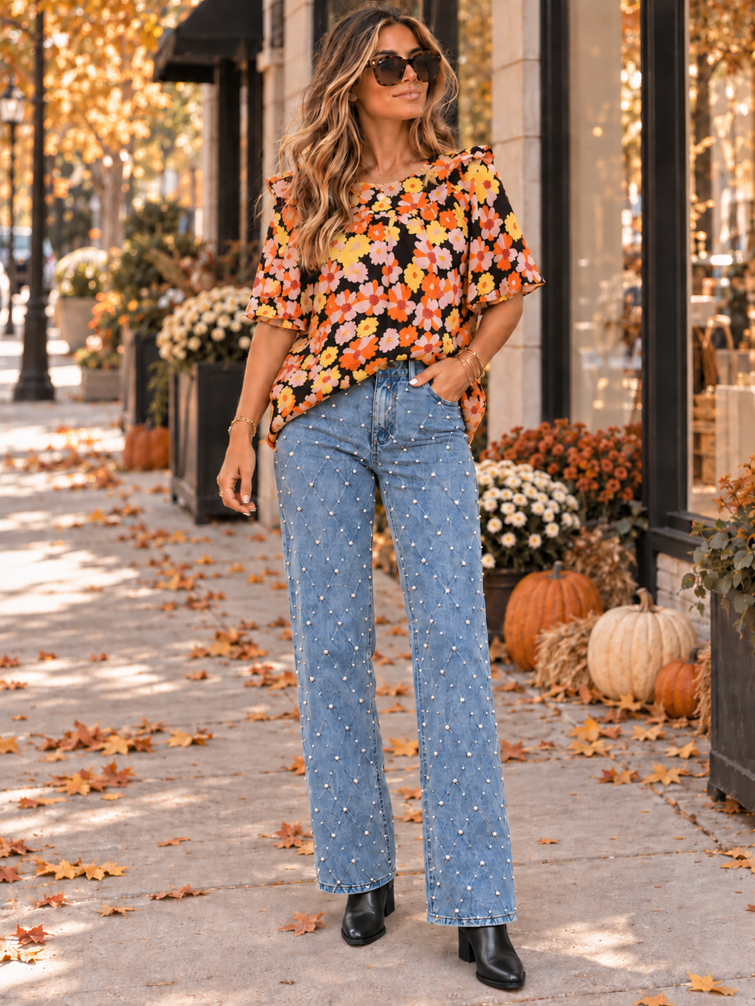 Entro Floral Short Sleeve Tunic Top