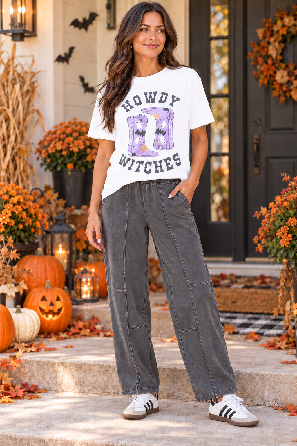 Carbon Grey Mineral Wash Cotton Barrel Pants
