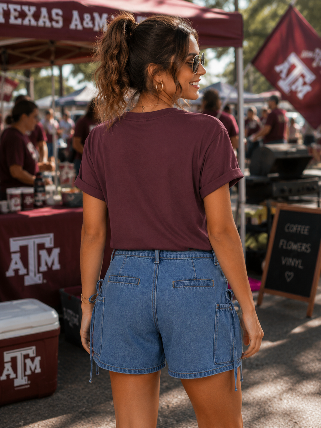 Denim Mini Shorts with Pockets & Bows