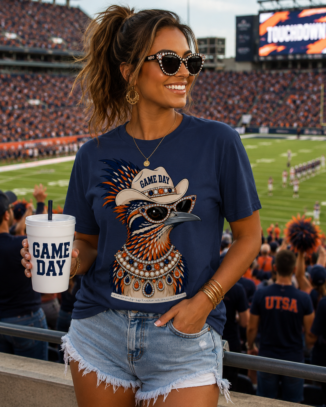 UTSA Rowdy Game Day Bella Canvas T-Shirt with Rhinestone Bling Accents