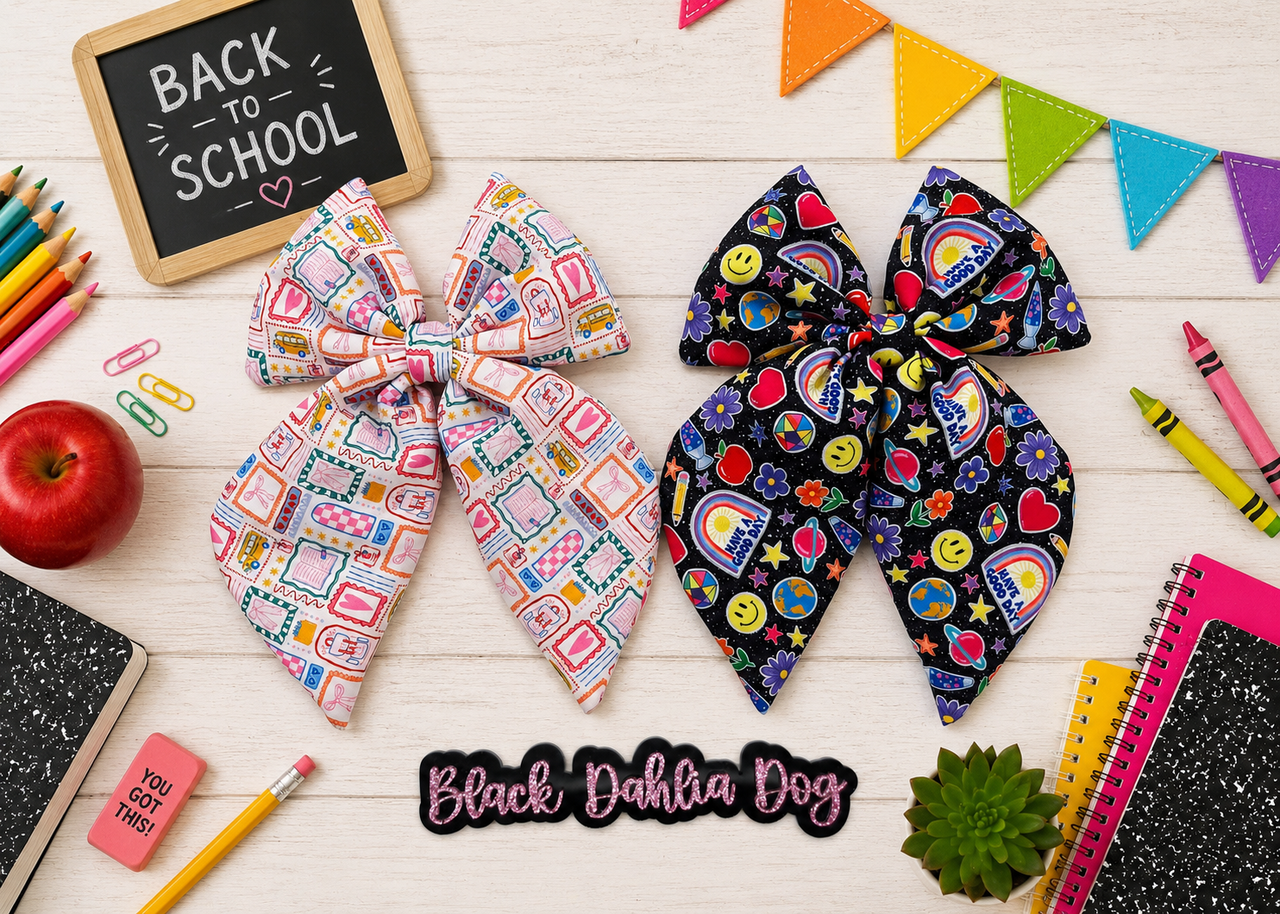 Back to School Large Puffed Coquette Fabric Bow