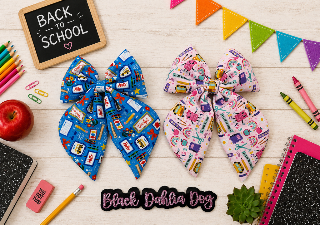 Back to School Large Puffed Coquette Fabric Bow