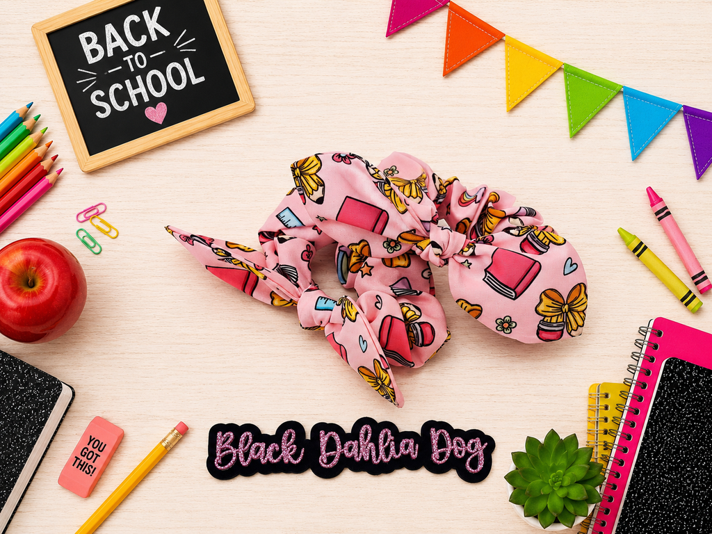 Classroom Cutie Hand Tied Knotted Bow Scrunchie