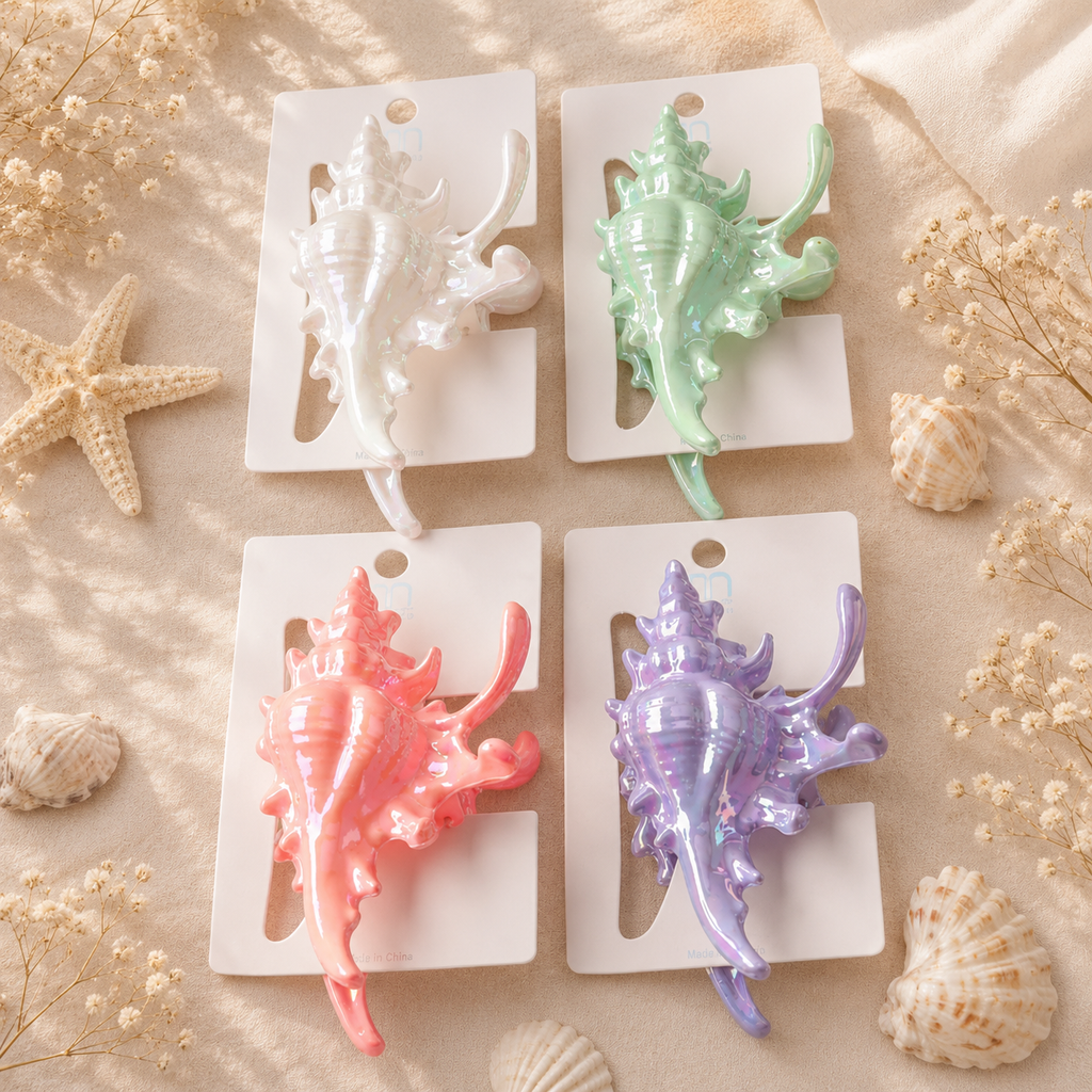 Fashion Assorted Colors Seashell Hair Claw Clips