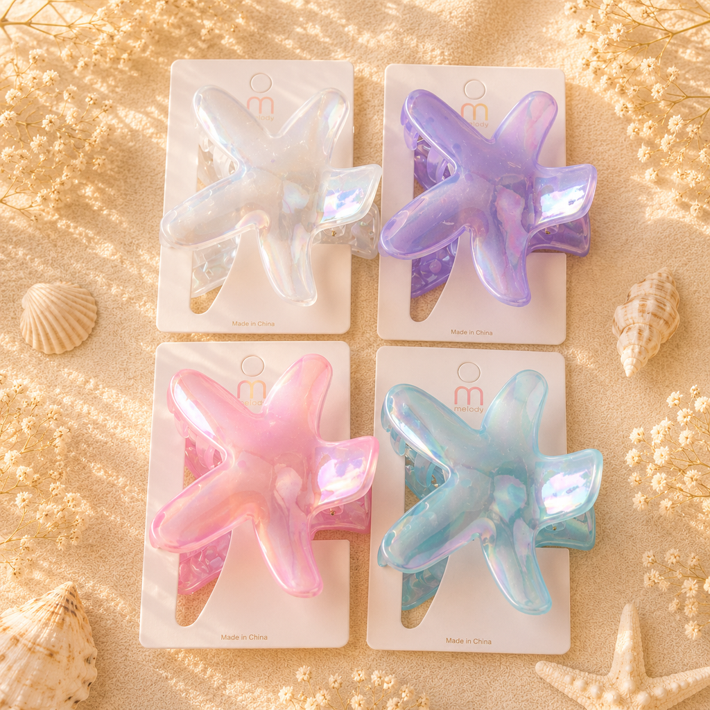 Fashion Assorted Colors Starfish Hair Claw Clips