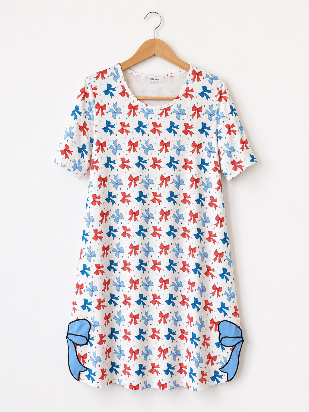 Americana Bow Printed Dress with Side Bow Cut Outs