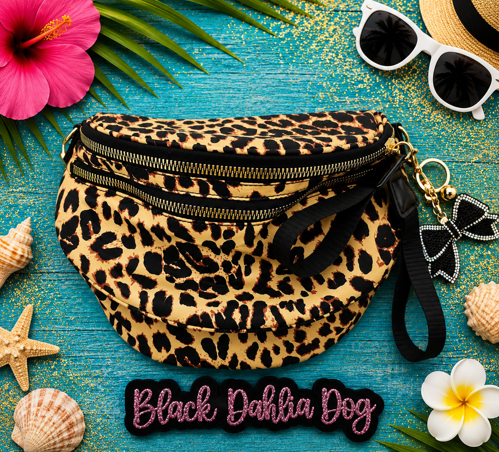Dual Zip Pocket Leopard Brown Crossbody Bag