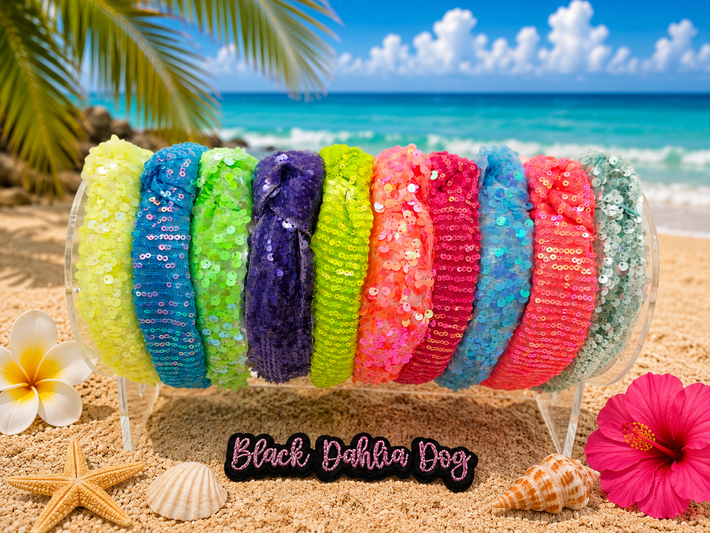 Neon Sequin Fabric Headbands