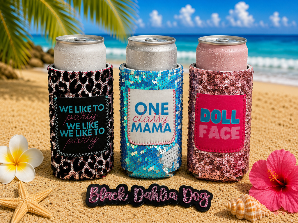 Sequin Slim Can Cooler