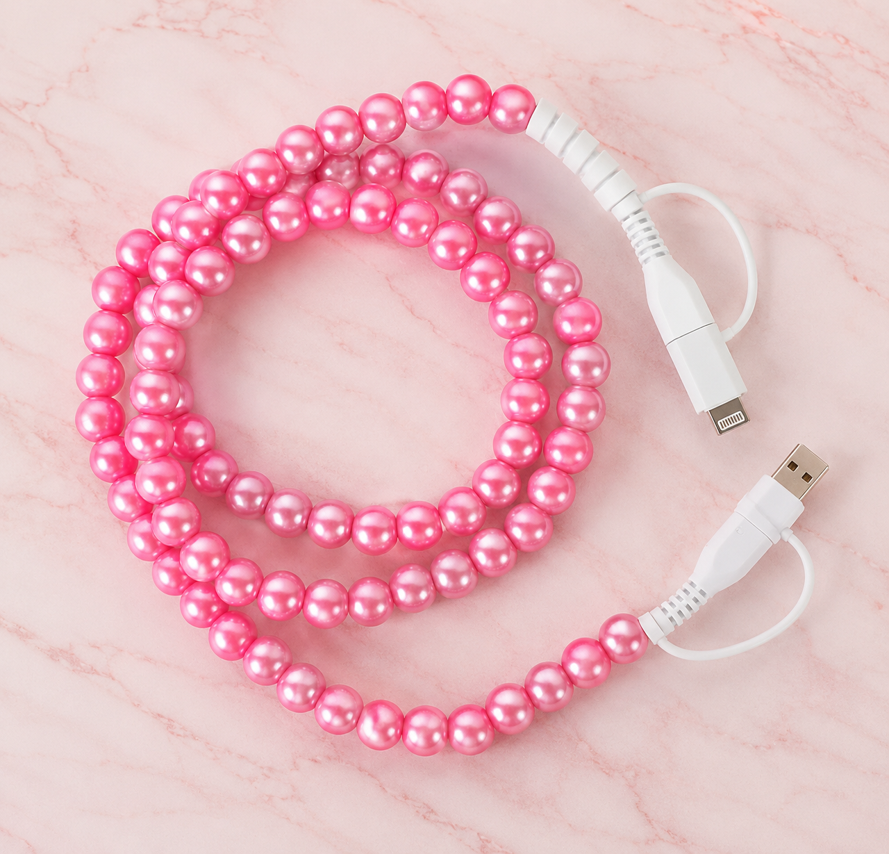 4-in-1 Beaded Charging Cable - Pretty in Pink