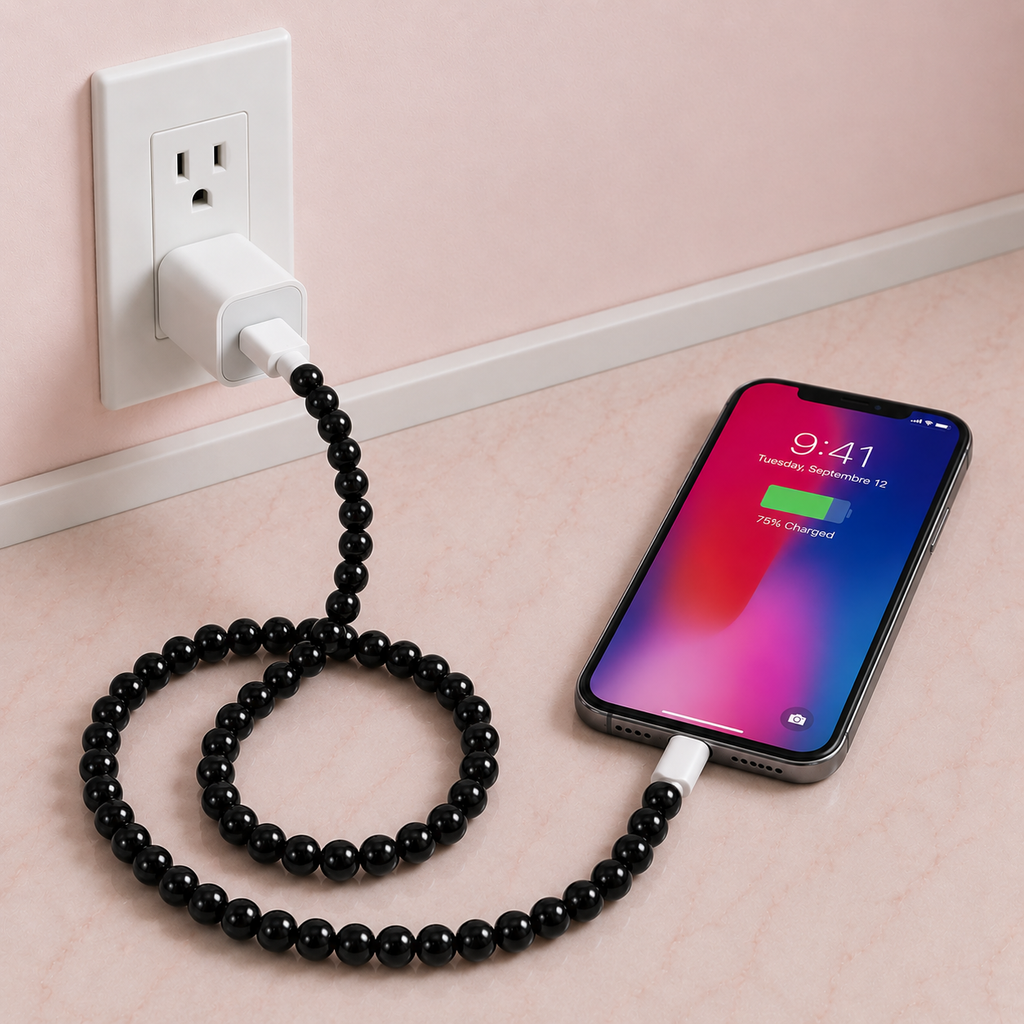 4-in-1 Beaded Charging Cable - Black Beauty