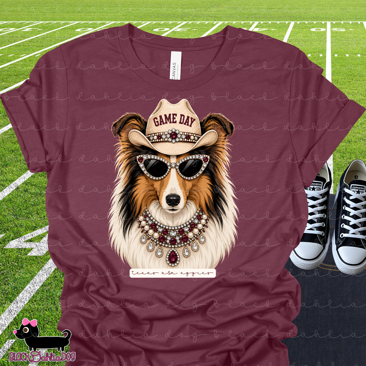 Texas A&M Reveille Game Day Bella Canvas T-Shirt with Rhinestone Bling Accents