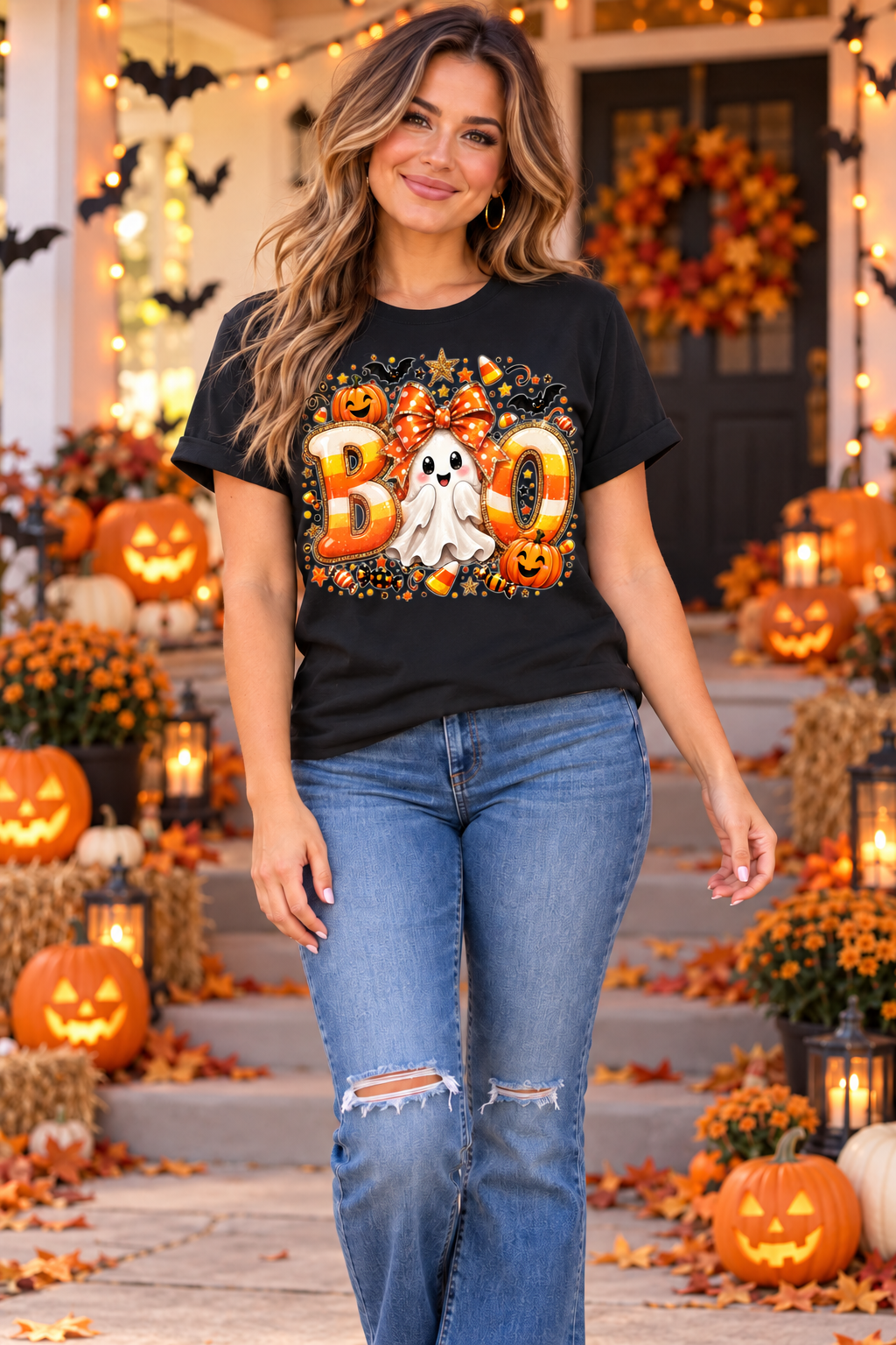 Boo Bella Canvas T-Shirt with Bling Accents