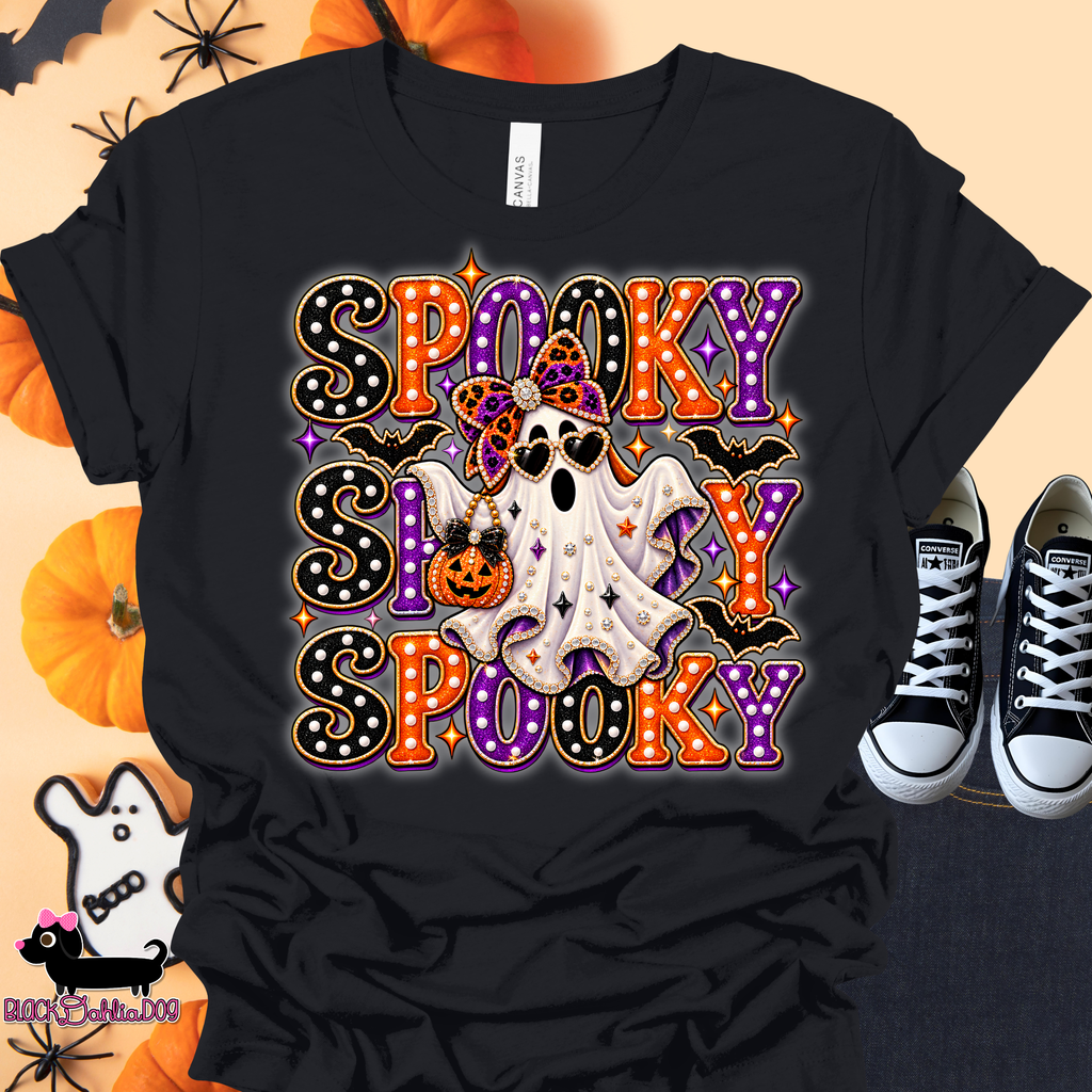 Spooky Bella Canvas T-Shirt with Bling Accents