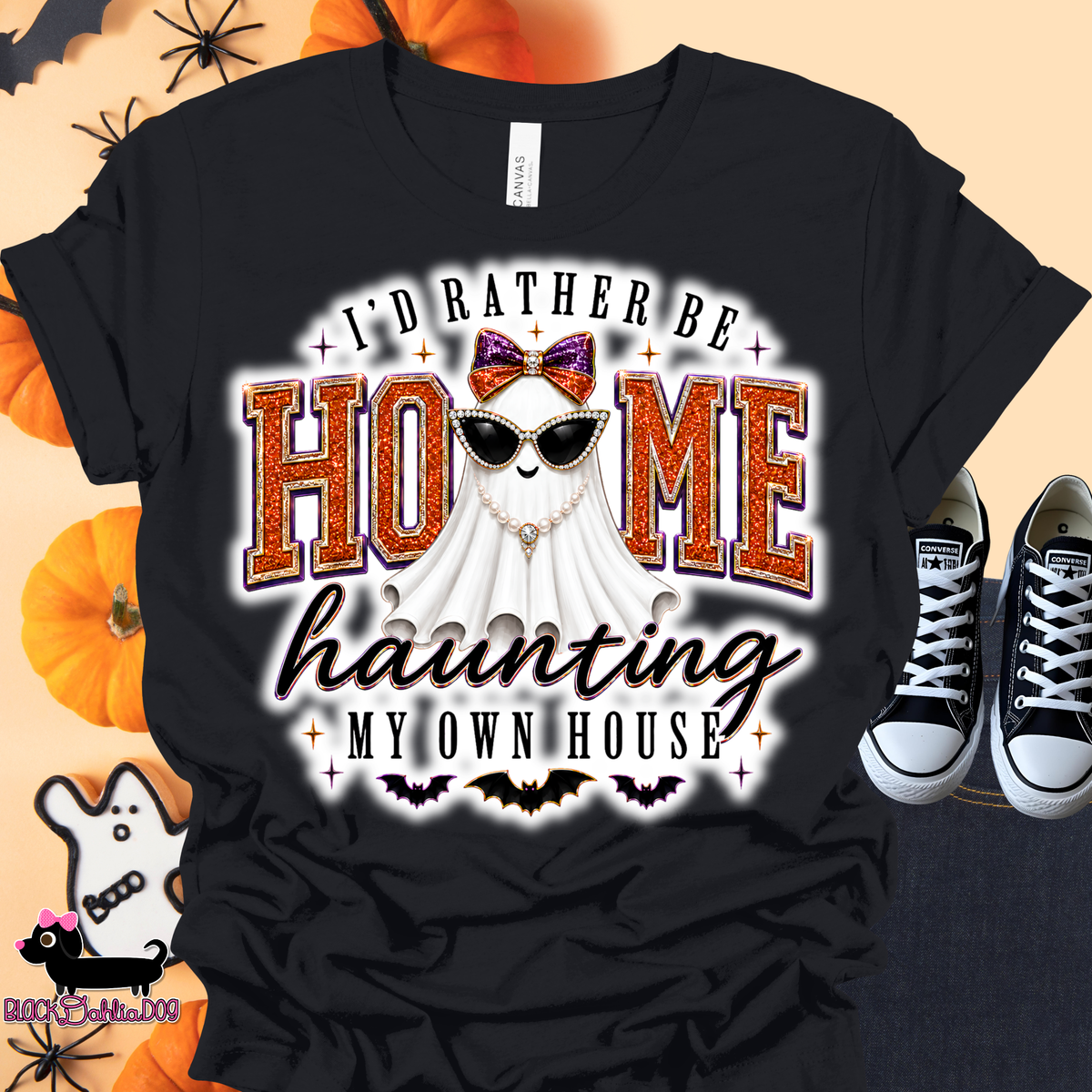 I'd Rather Be Home Bella Canvas T-Shirt with Bling Accents