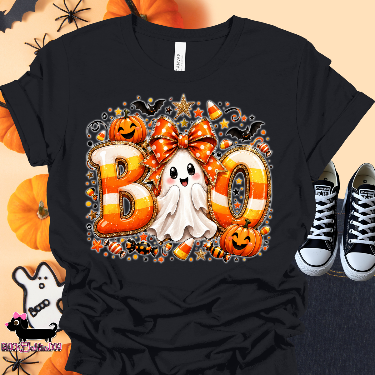 Boo Bella Canvas T-Shirt with Bling Accents