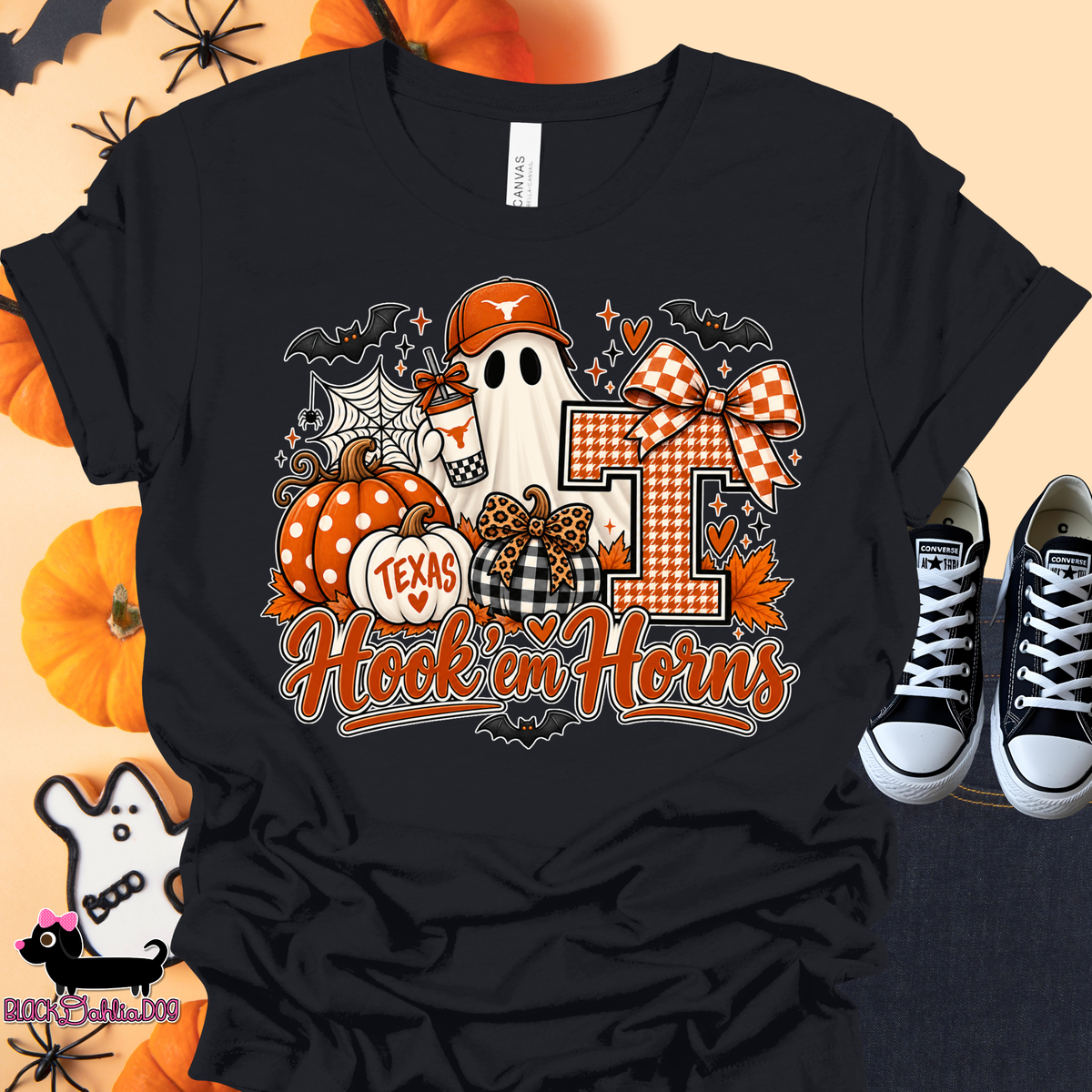 Ghost Longhorns Canvas T-Shirt with Bling Accents