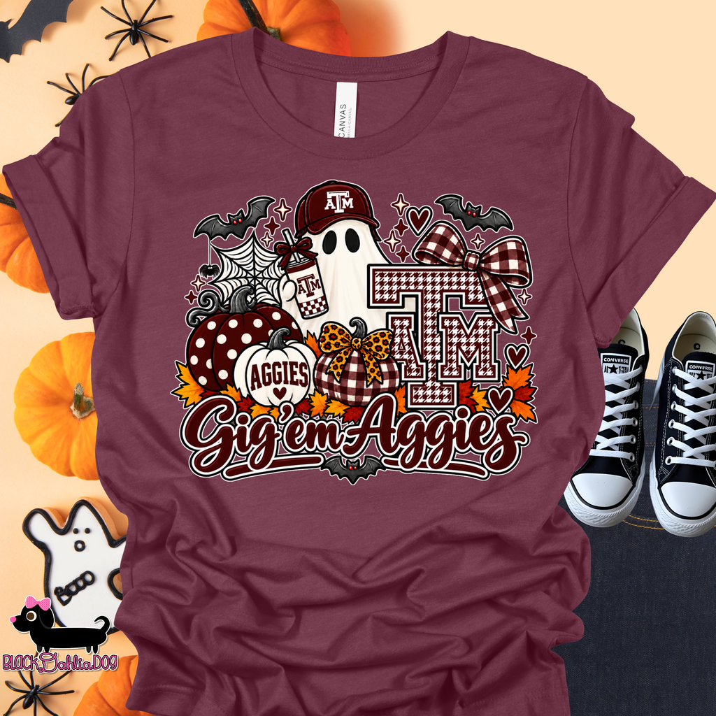 Ghost Aggies Canvas T-Shirt with Bling Accents