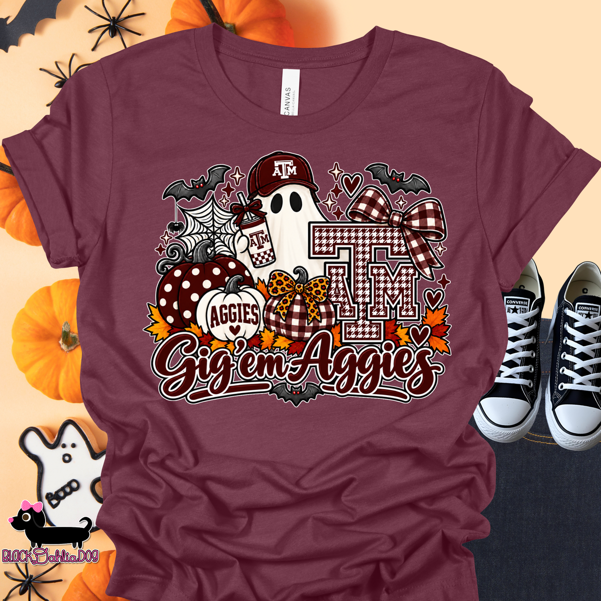 Ghost Aggies Canvas T-Shirt with Bling Accents