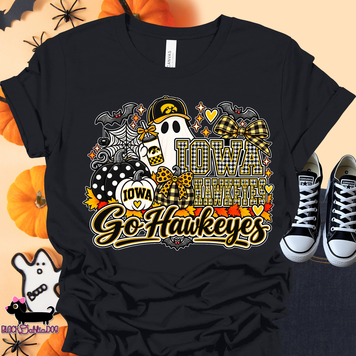Ghost Hawkeyes Canvas T-Shirt with Bling Accents