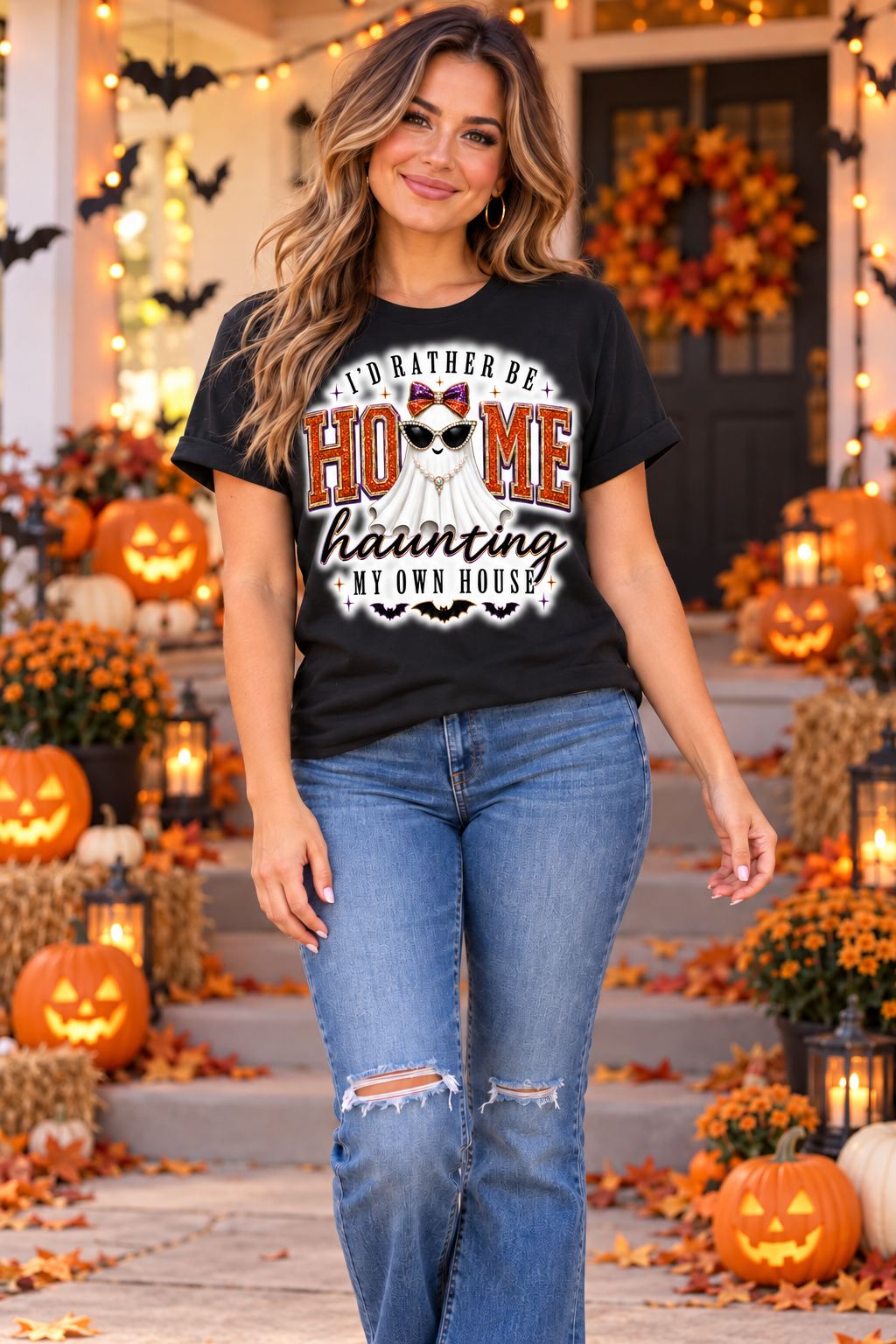 I'd Rather Be Home Bella Canvas T-Shirt with Bling Accents