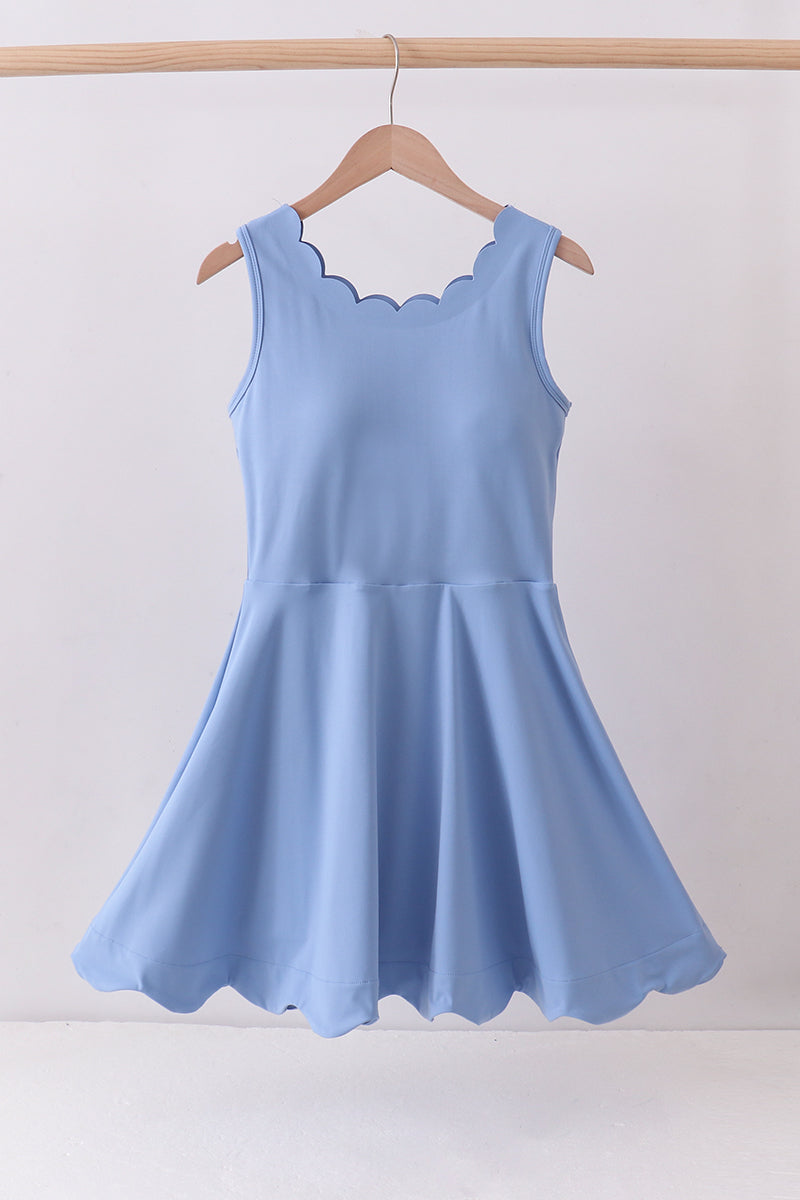 Women's Blue Active Scalloped Dress