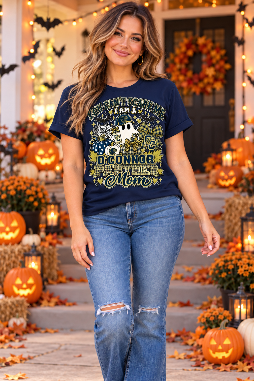 You Can't Scare Me Canvas T-Shirt with Bling Accents