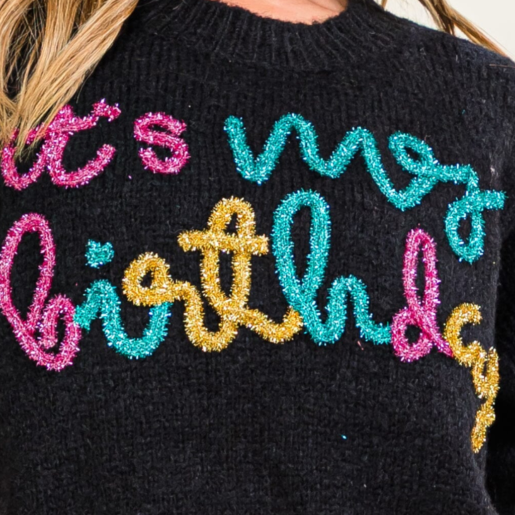 Women's Short Sleeve It's My Birthday Sweater Top