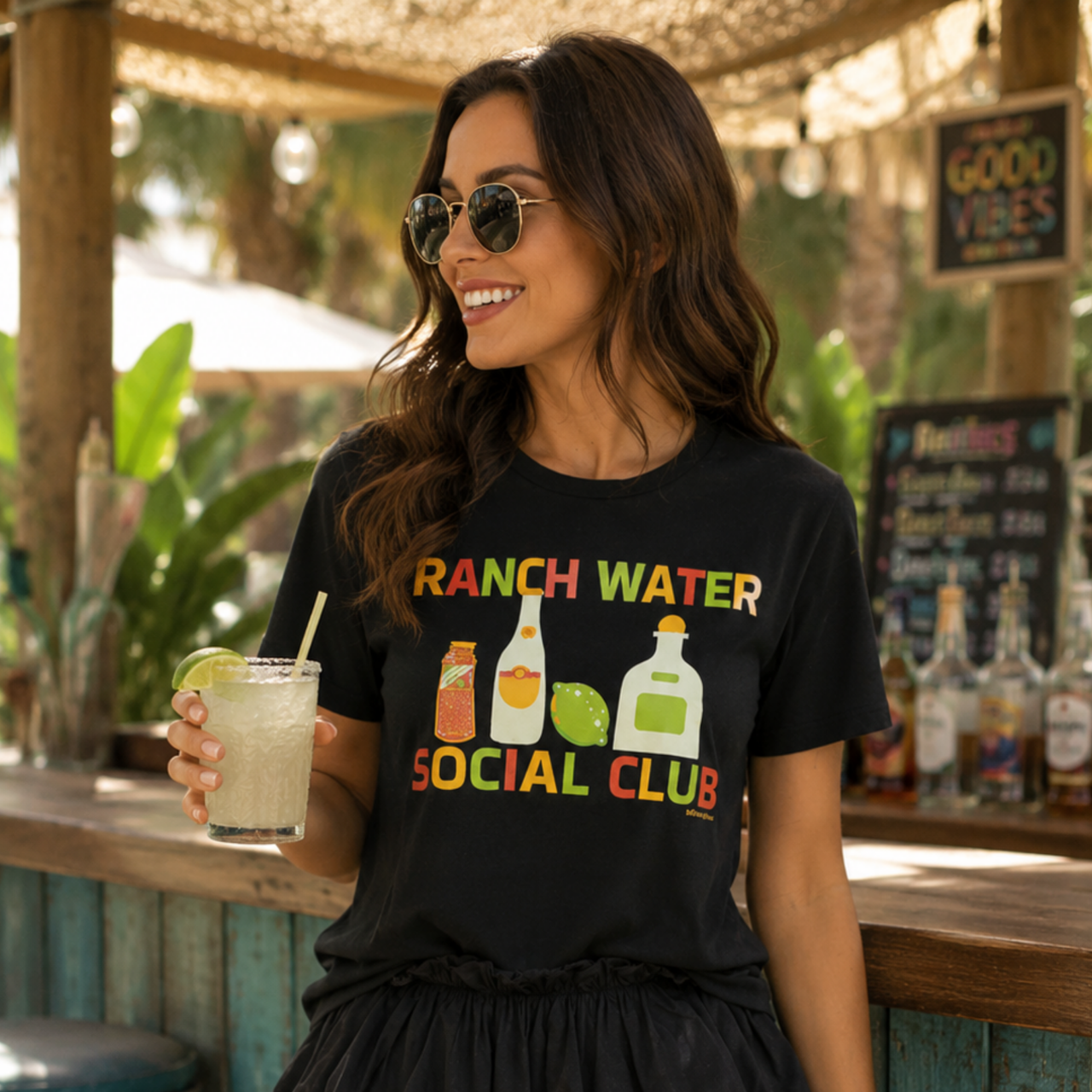 Ranch Water on Black Crewneck Tee